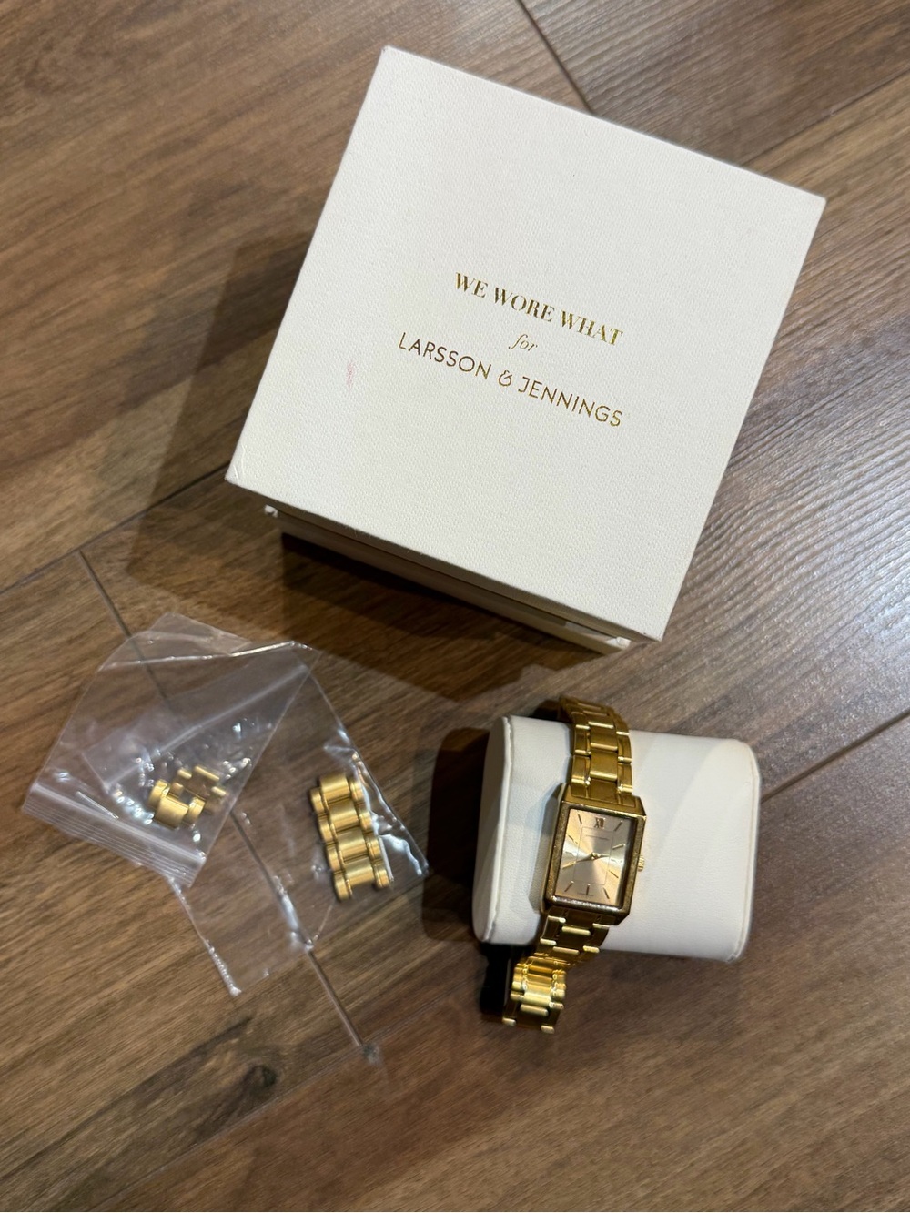 We Wore What for Larsson & Jennings Gold-Tone Rectangular Bracelet Watch